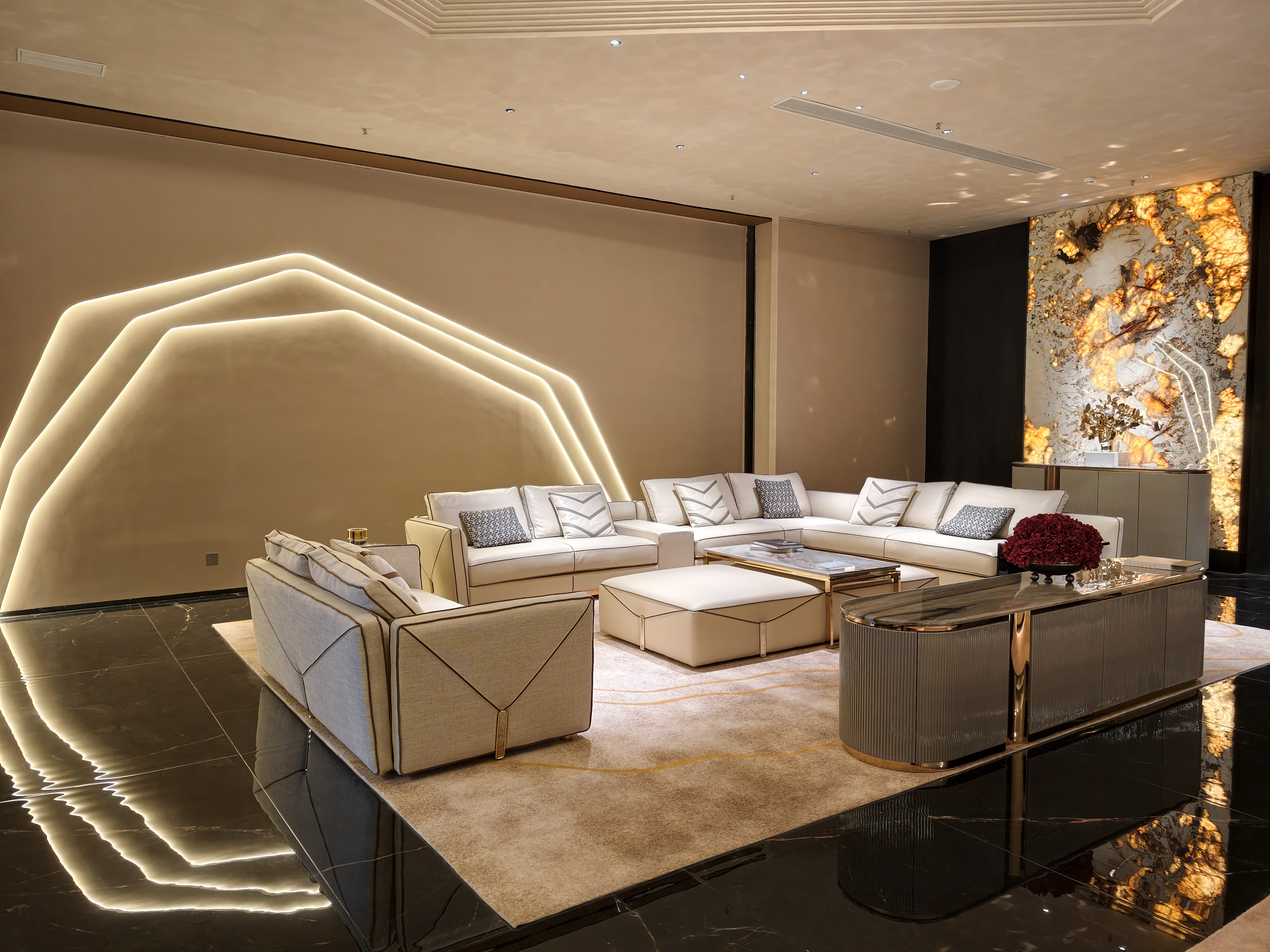 Luxury living room furniture in the LUXURY HOMEY showroom